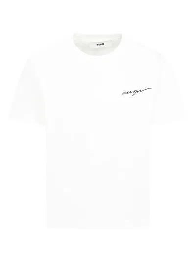 Msgm Kids' Logo-print Cotton T-shirt In White