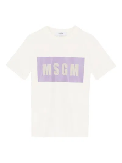 Msgm Logo-print Cotton T-shirt In White