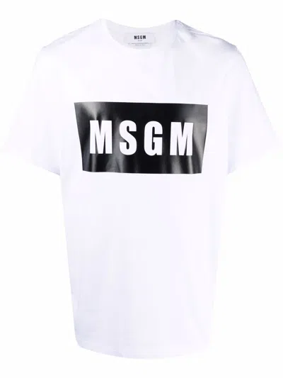 MSGM MSGM LOGO PRINT COTTON T SHIRT