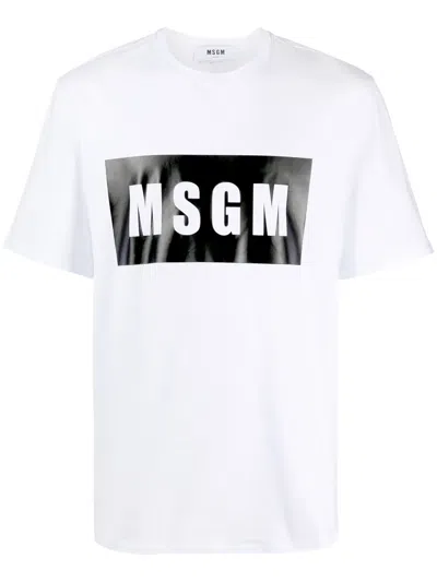 Msgm Logo-print Cotton T-shirt In White