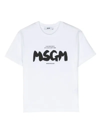 Msgm Kids' Logo-print Cotton T-shirt In Nero