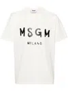 Msgm Cotton T-shirt With Front Printed Logo In White