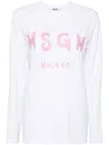 Msgm Logo-print Long-sleeve Sweatshirt In White