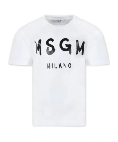 Msgm Logo-print Cotton T-shirt In White