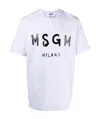 Msgm Logo Print Cotton  T-shirt In White