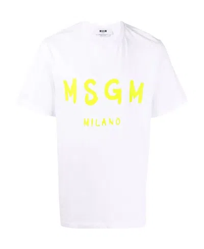 Msgm Logo-print Cotton T-shirt In White