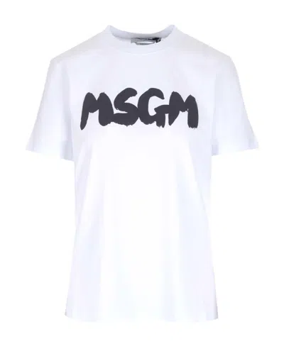 MSGM LOGO-PRINT COTTON T-SHIRT