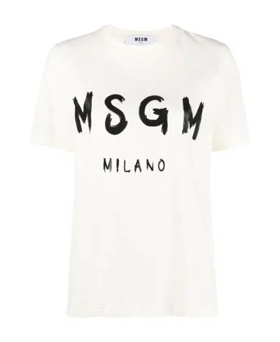 MSGM MSGM LOGO PRINTED CREWNECK T-SHIRT