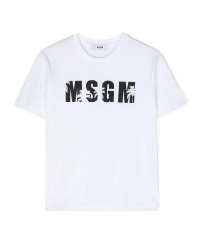 Msgm Logo-print Cotton T-shirt In White