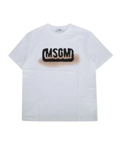 Msgm Logo-print Cotton T-shirt In White