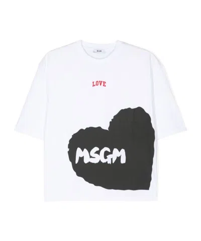 Msgm Logo-print Cotton T-shirt In White