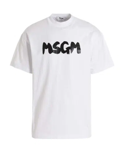 MSGM MSGM LOGO PRINTED CREWNECK T-SHIRT