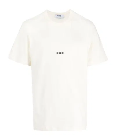 MSGM MSGM LOGO-PRINETED CREWNECK T-SHIRT