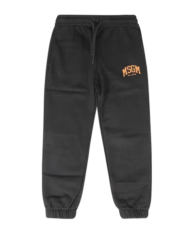 Msgm Logo-print Cotton Track Pants In Black