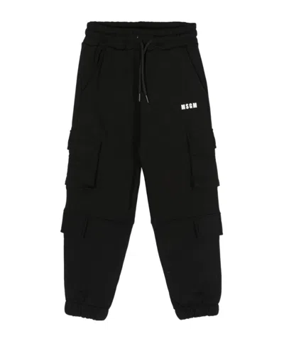 Msgm Logo-print Cotton Track Pants In Black
