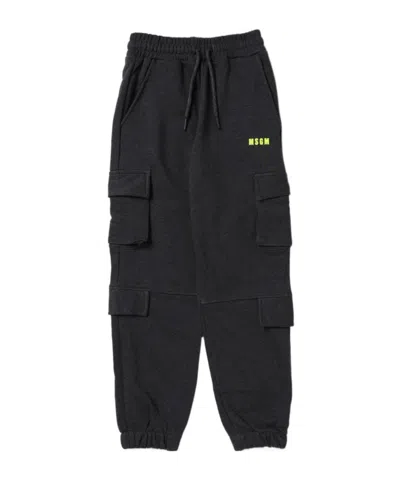 Msgm Logo-print Cotton Track Pants In Black