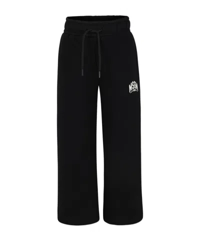 Msgm Logo-print Cotton Track Pants In Black