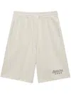 Msgm Logo-print Cotton Track Shorts In Neutrals
