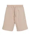 Msgm Logo-print Cotton Track Shorts In Nude