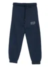 Msgm Logo-print Cotton Tracksuit Bottoms In Blue