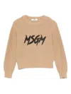 Msgm Logo-print Crew-neck Sweater In Neutral
