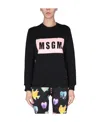 Msgm Logo-print Crew Neck Sweatshirt In Black