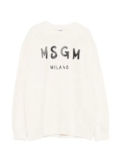 Msgm Kids' Logo-print Crew-neck Sweatshirt In Multi