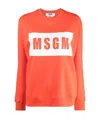 Msgm Logo-print Crew Neck Sweatshirt In Orange
