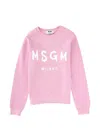Msgm Logo-print Crew-neck Sweatshirt In Pink