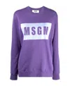 Msgm Logo-print Crew Neck Sweatshirt In Purple