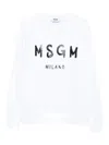 Msgm Logo-print Crew-neck Sweatshirt In White