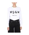 Msgm Sweatshirt With Brushed Logo Print In White