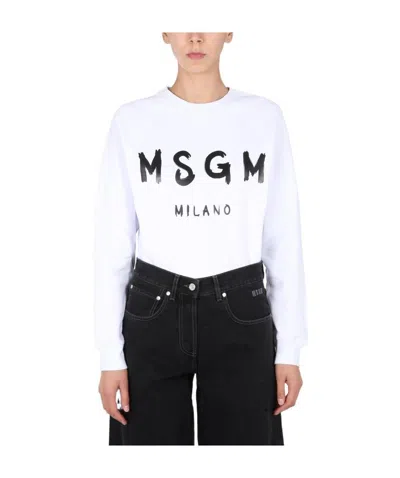 MSGM MSGM LOGO PRINTED RIBBED SWEATSHIRT