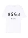 Msgm White T-shirt For Kids With Black Logo In White