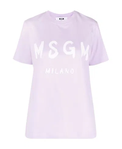 Msgm Logo-print Crew-neck T-shirt In White