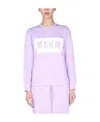 Msgm Logo-print Crew Sweatshirt In Purple