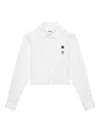 Msgm Logo-print Cropped Shirt In White