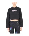 Msgm Women's Logo Crossneck Sweatshirt In Black