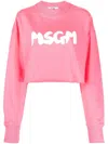 Msgm Logo Printed Cropped Sweatshirt In Pink