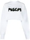 Msgm Logo-print Cropped Sweatshirt In White