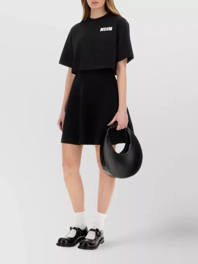 MSGM LOGO PRINT CROPPED T-SHIRT