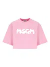 Msgm Logo-print Cropped T-shirt In Pink