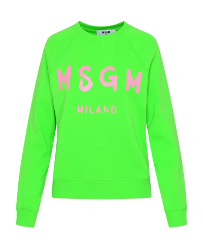 Msgm Logo-print Detail Sweatshirt In Green