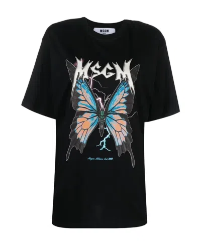 Msgm Logo-print Detail T-shirt In Black