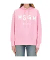 Msgm Hooded Sweatshirt With Drawstring And Ribbed Finish In Pink