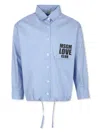 Msgm Logo-print Drawstring Shirt In Blue