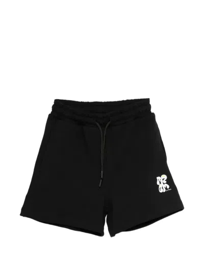 Msgm Kids' Logo-print Drawstring Shorts In Black