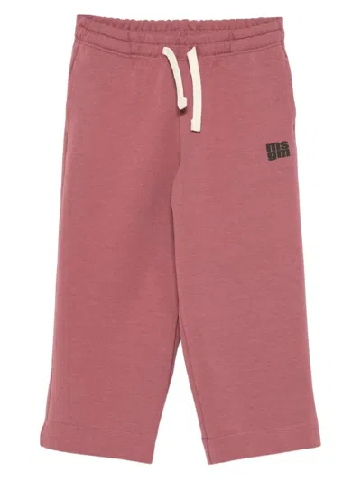 Msgm Kids' Logo-print Drawstring Trousers In Pink