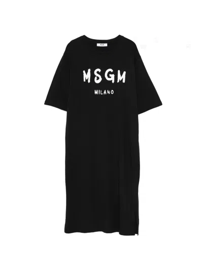 Msgm Logo-print Dress In Black