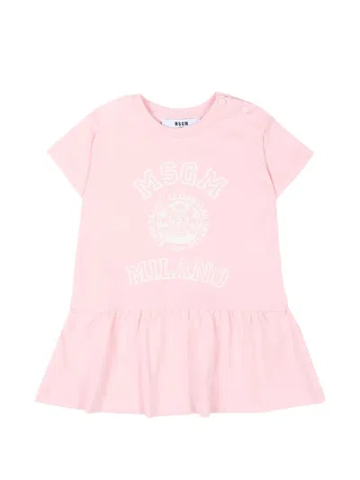 Msgm Babies' Logo-print Dress In Pink